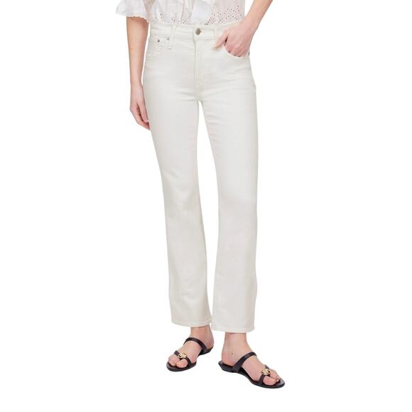 Madewell White Kick Out Crop Jeans 23 Mid Rise Ankle Flare Denim NWT - Picture 1 of 10